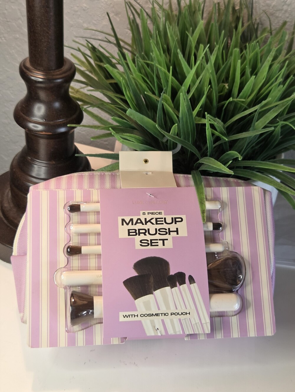 Cosmetic Bag & 5 Piece Makeup Brush Set